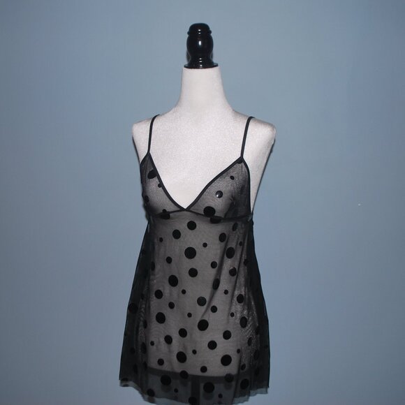Sexy Black Polka Dot Lingerie Top - Picture 1 of 7